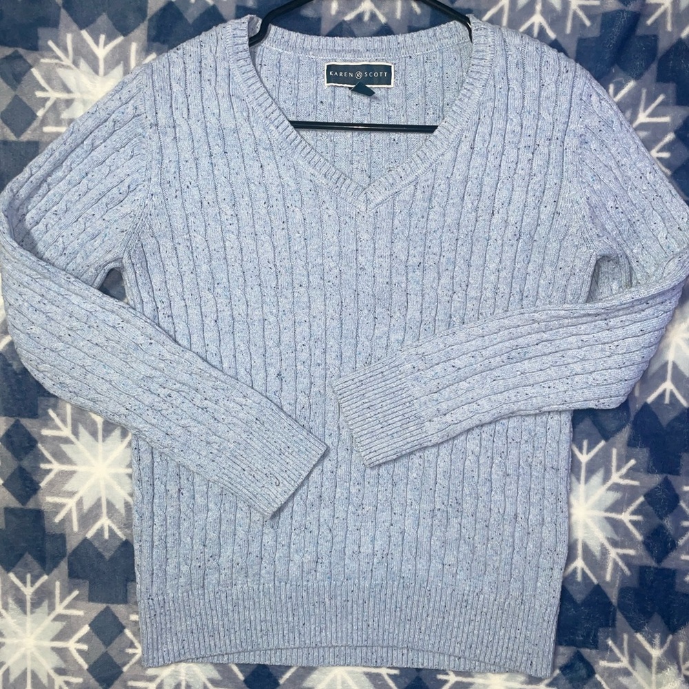 V-Neck Cable Sweater